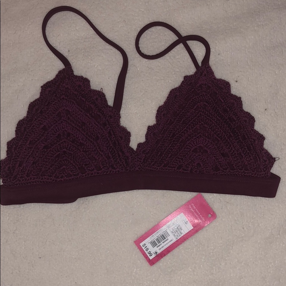 Maroon Crochet Lace Bralette XS